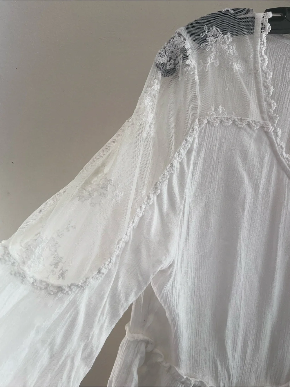 Free People White Embroidered Peasant Top